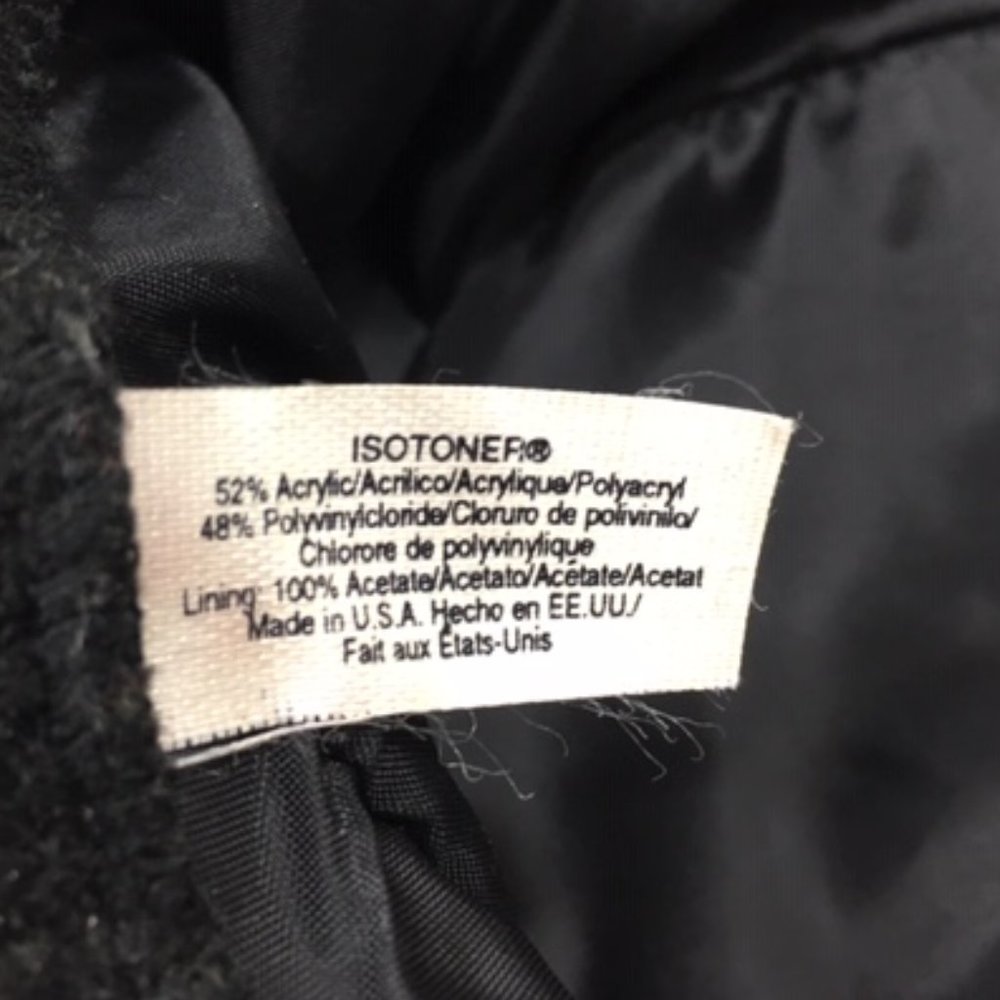 Isotoner Black Knit Sweater Casual Winter Hat Bow on Trim Lined 21" - Picture 9 of 9